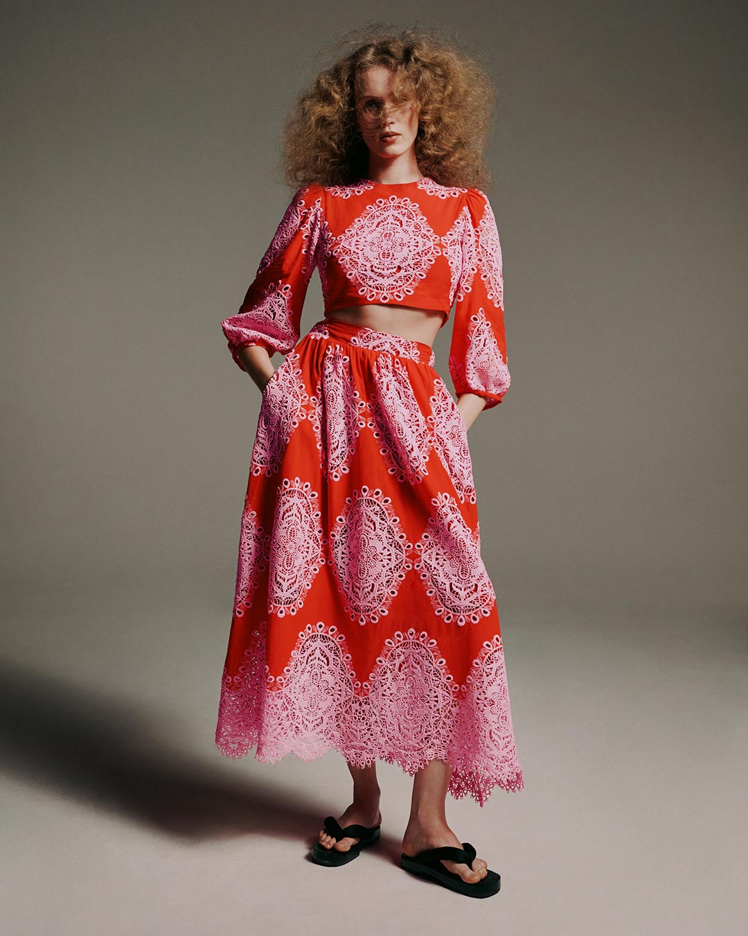 Rhea Top Lace Top - Red