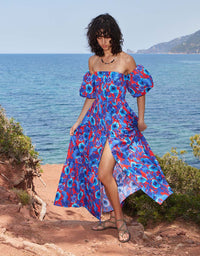 Julia Cotton Maxi Dress - Venus Shell Blue
