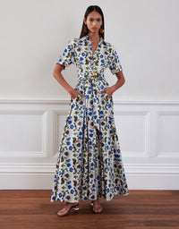 Posie Cotton Maxi Dress - Off White Vine Flower